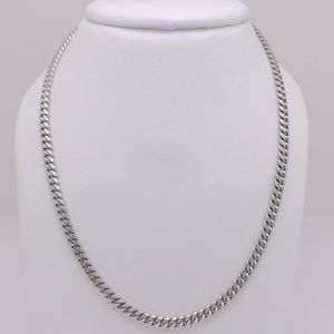 NEW — Solid Sterling Silver w/ Rhodium Plating Miami Cuban Chain (4mm)